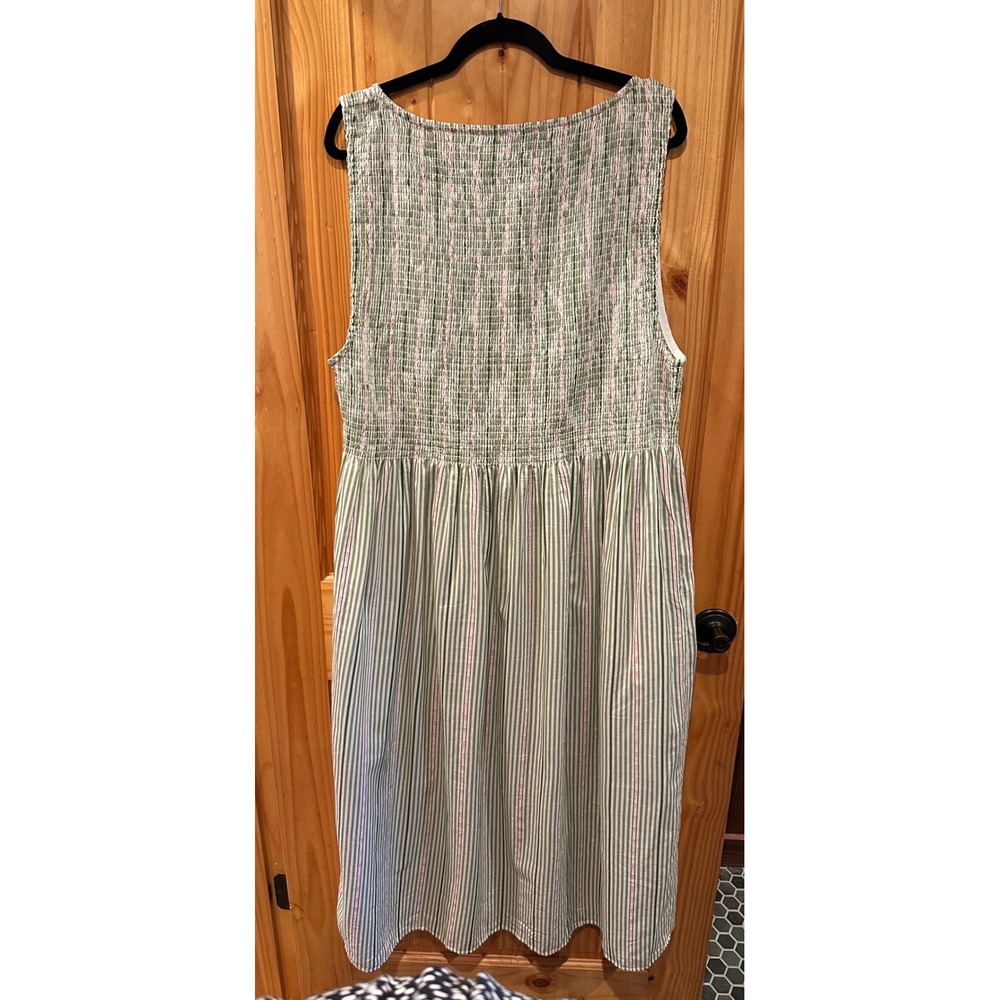 Hill House The Cosima Nap Dress Green White Striped Smocked Midi 3X - Picture 9 of 11